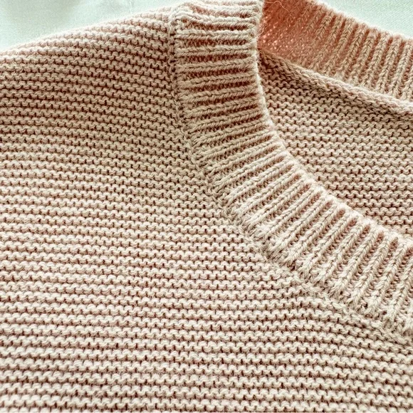 Quince Dolman Sweater Crew Cotton Cashmere Link Stitch Sugar Stone Sz M - Picture 7 of 16